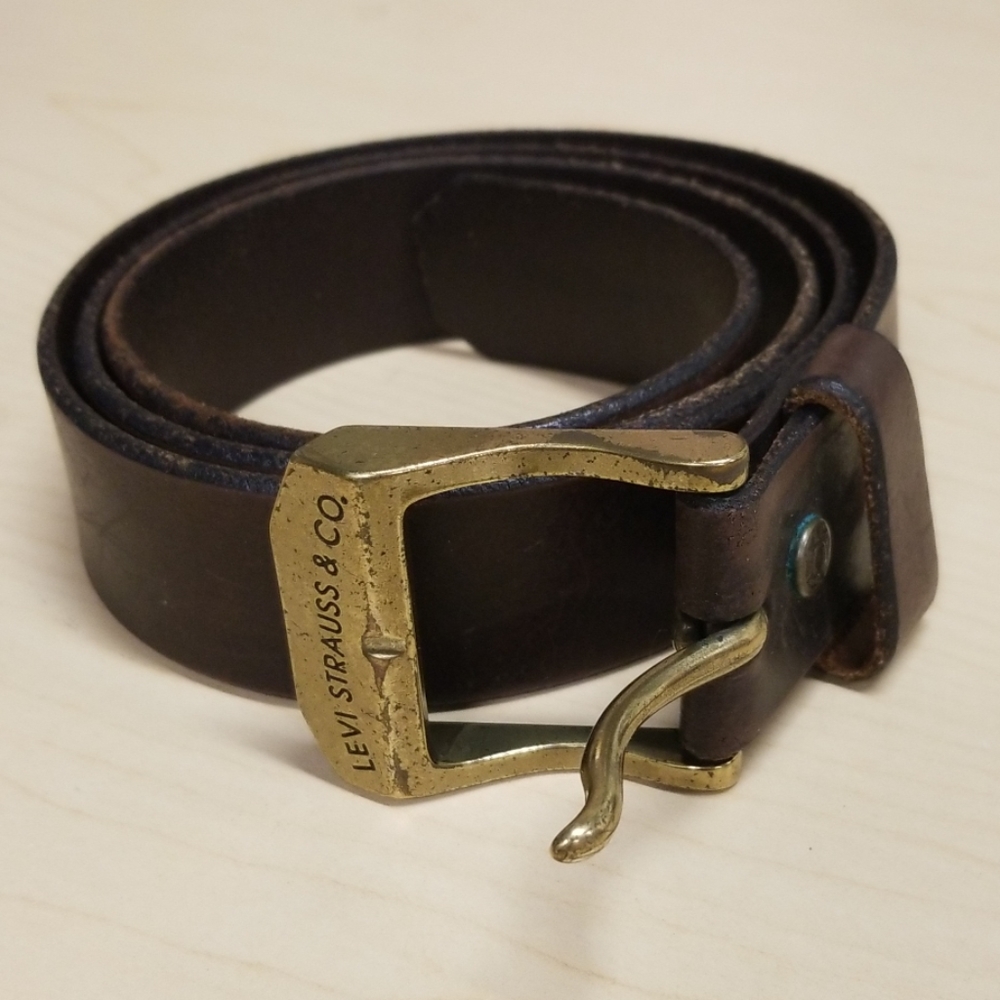 Old Levi Strauss Heavy Brown Leather Belt Sz 40